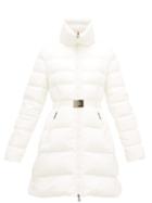 Matchesfashion.com Moncler - Accenteur Belted Down Quilted Coat - Womens - White