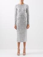 Dolce & Gabbana - Sequinned Midi Dress - Womens - Silver