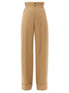 Matchesfashion.com Connolly - Sash-waist Wool-blend Twill Wide-leg Trousers - Womens - Beige