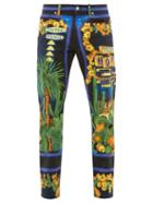 Matchesfashion.com Versace - Palm Springs-print Straight-leg Jeans - Mens - Blue Multi