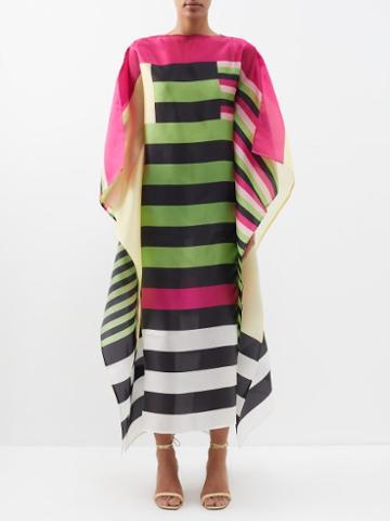 Louisa Parris - The Quincey Colour-blocked Silk-organza Dress - Womens - Pink Multi