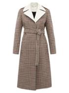 Matchesfashion.com Chlo - Contrast Lapel Checked Wool Blend Coat - Womens - Beige Multi