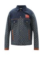 Matchesfashion.com Gucci - Gg-jacquard Organic-cotton Denim Jacket - Mens - Blue