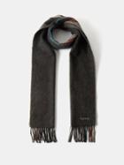 Paul Smith - Signature Stripe-trim Wool-blend Fringed Scarf - Mens - Black Multi