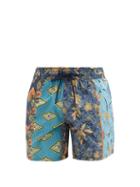 Matchesfashion.com Etro - Floral Patchwork-print Swim Shorts - Mens - Blue Multi