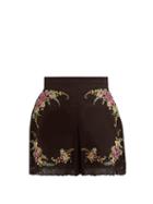 Matchesfashion.com Zimmermann - Allia Cross Stitch Embroidered Poplin Shorts - Womens - Black