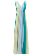 Matchesfashion.com Luisa Beccaria - Panelled Silk-chiffon Maxi Dress - Womens - Green Multi