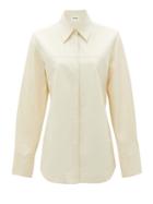 Matchesfashion.com Jil Sander - Rounded-hem Cotton-blend Shirt - Womens - Ivory