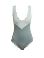 Matchesfashion.com Marysia - Kamas Scallop Edged Swimsuit - Womens - Blue Multi