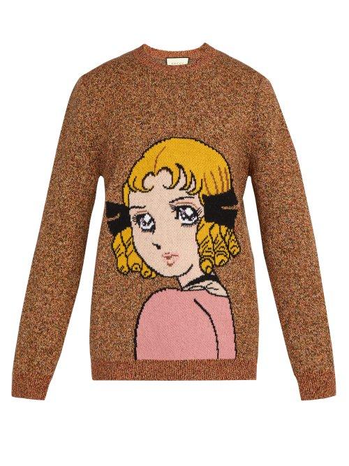 Matchesfashion.com Gucci - Viva! Volleyball Intarsia Wool Sweater - Mens - Brown