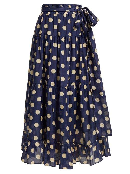 Matchesfashion.com Lee Mathews - Minnie Polka Dot Skirt - Womens - Navy Multi