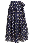 Matchesfashion.com Lee Mathews - Minnie Polka Dot Skirt - Womens - Navy Multi