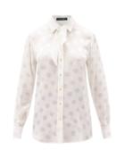 Matchesfashion.com Dolce & Gabbana - Neck-tie Polka-dot Silk Blouse - Womens - White