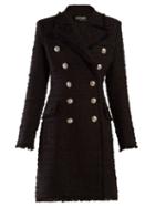 Matchesfashion.com Balmain - Double Breasted Tweed Coat - Womens - Black Multi
