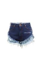 Matchesfashion.com Natasha Zinko - Double Layer Frayed Denim Shorts - Womens - Denim