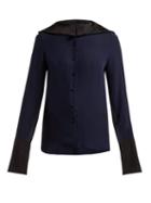 Matchesfashion.com Roland Mouret - Demois Silk Georgette Blouse - Womens - Navy Multi