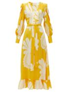 Matchesfashion.com La Doublej - Super Smokin' Hot Pineapple-print Silk Dress - Womens - Yellow Print