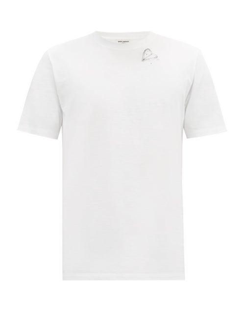 Matchesfashion.com Saint Laurent - Heart-print Cotton-jersey T-shirt - Mens - Black