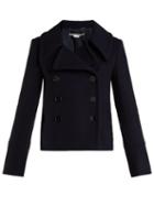 Matchesfashion.com Stella Mccartney - Double Breasted Wool Overcoat - Womens - Navy