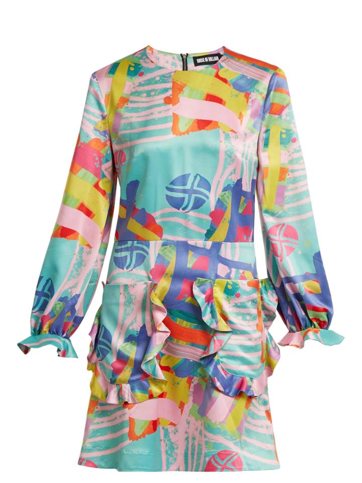House Of Holland Nova-print Satin Mini Dress
