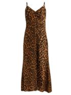 Matchesfashion.com Miu Miu - Leopard Print Low Back Silk Midi Dress - Womens - Leopard
