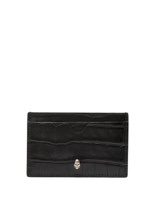 Matchesfashion.com Alexander Mcqueen - Micro Skull Leather Cardholder - Mens - Black