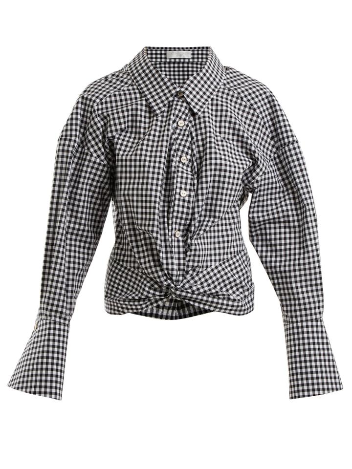Caroline Constas Kos Twist-detail Gingham Cotton Shirt
