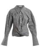 Caroline Constas Kos Twist-detail Gingham Cotton Shirt