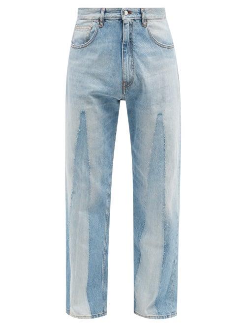 Mens Rtw Marni - Frayed-seam Panelled-denim Jeans - Mens - Blue