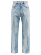 Mens Rtw Marni - Frayed-seam Panelled-denim Jeans - Mens - Blue