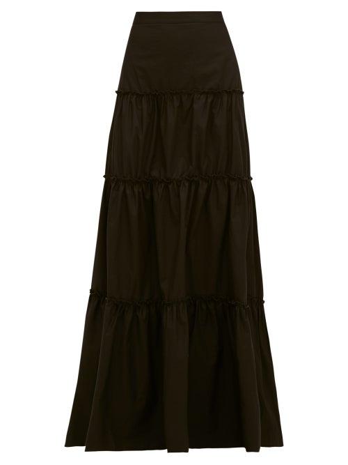 Matchesfashion.com Sir - Blair Tiered Cotton Maxi Skirt - Womens - Black
