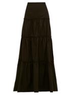Matchesfashion.com Sir - Blair Tiered Cotton Maxi Skirt - Womens - Black