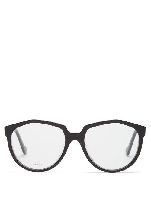 Matchesfashion.com Loewe - Oversized Round Acetate Glasses - Womens - Black