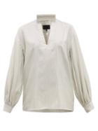 Matchesfashion.com Nili Lotan - Joey Striped Silk Blouse - Womens - White Multi