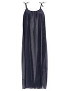 Ladies Lingerie Loup Charmant - Tie-strap Organic-cotton Voile Maxi Dress - Womens - Navy