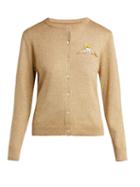 Matchesfashion.com Shrimps - Caroline Metallic Wool Blend Cardigan - Womens - Gold