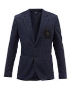 Dolce & Gabbana - Single-breasted Checked Wool-blend Tweed Blazer - Mens - Navy Multi