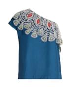 Peter Pilotto One-shoulder Embroidered-lace Crepe Top