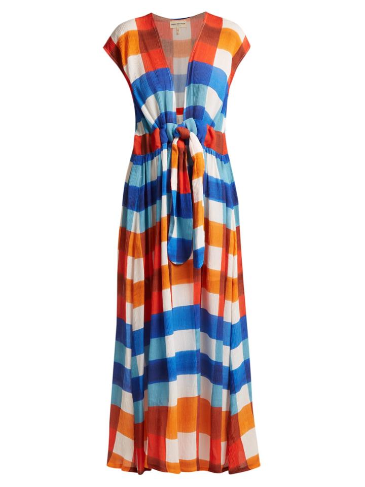 Mara Hoffman Katinka Gingham Tie-waist Crinkled-crepe Dress