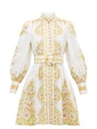 Matchesfashion.com Zimmermann - Super Eight Floral-print Linen Shirt Dress - Womens - White Print