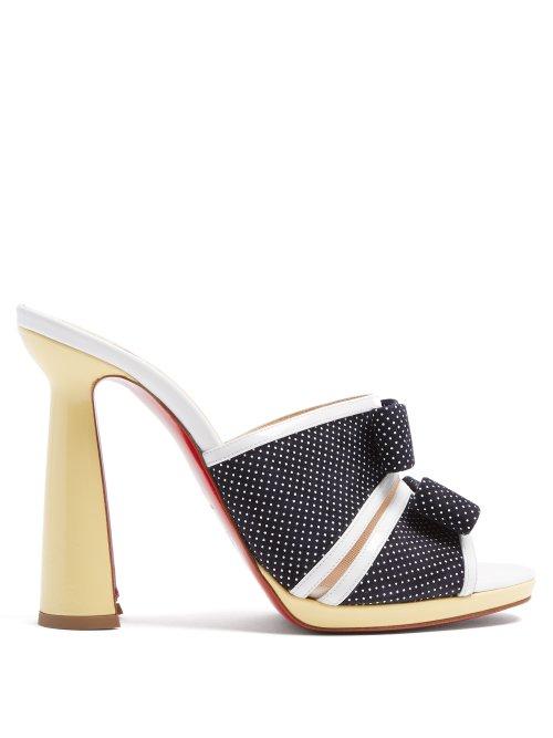Matchesfashion.com Christian Louboutin - Miss Daisy 120 Polka Dot Print Suede Mules - Womens - Blue Multi