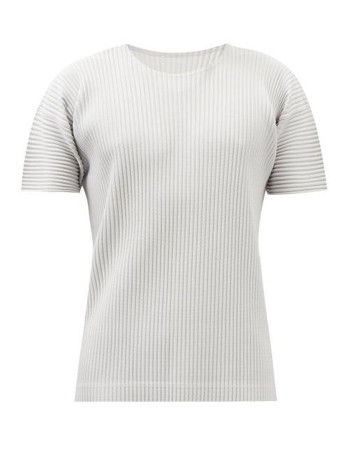 Homme Pliss Issey Miyake - Technical-pleated Knit T-shirt - Mens - Grey