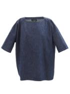 Eskandar - Longline Denim Top - Womens - Dark Denim