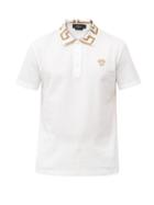 Matchesfashion.com Versace - Greca-collar Cotton-piqu Polo Shirt - Mens - White