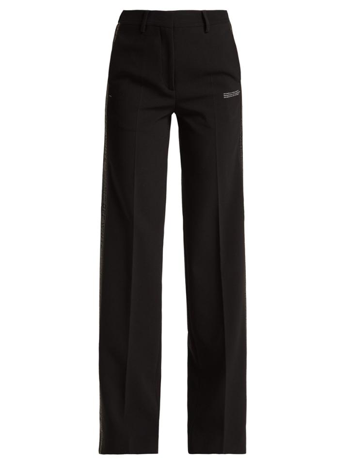 Off-white Side-striped Crepe Trousers