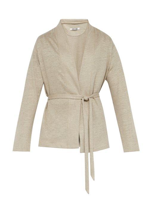 Matchesfashion.com Hecho - Belted Linen Smoking Jacket - Mens - Beige