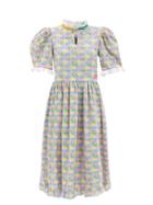 Horror Vacui - Lea Floral-print Cotton-poplin Dress - Womens - Blue Multi