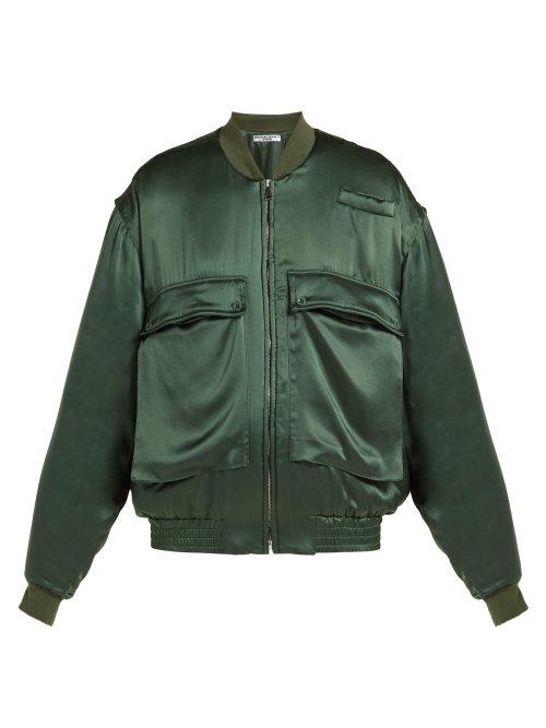 Matchesfashion.com Katharine Hamnett London - Oversized Silk Satin Bomber Jacket - Womens - Green