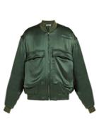 Matchesfashion.com Katharine Hamnett London - Oversized Silk Satin Bomber Jacket - Womens - Green