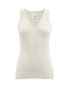 Allude - V-neck Cashmere Tank Top - Womens - Light Beige